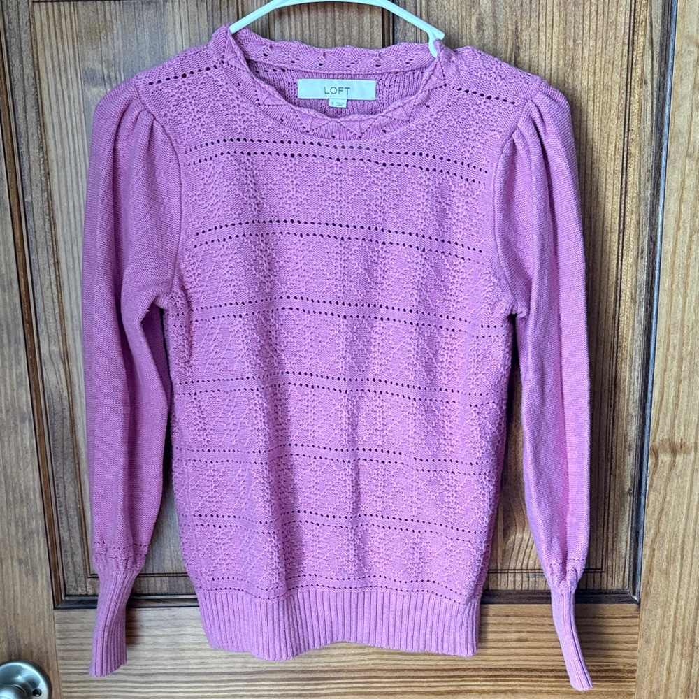 LOFT Women's Textured Knit Sweater in Pink